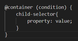 Image of container queries code example